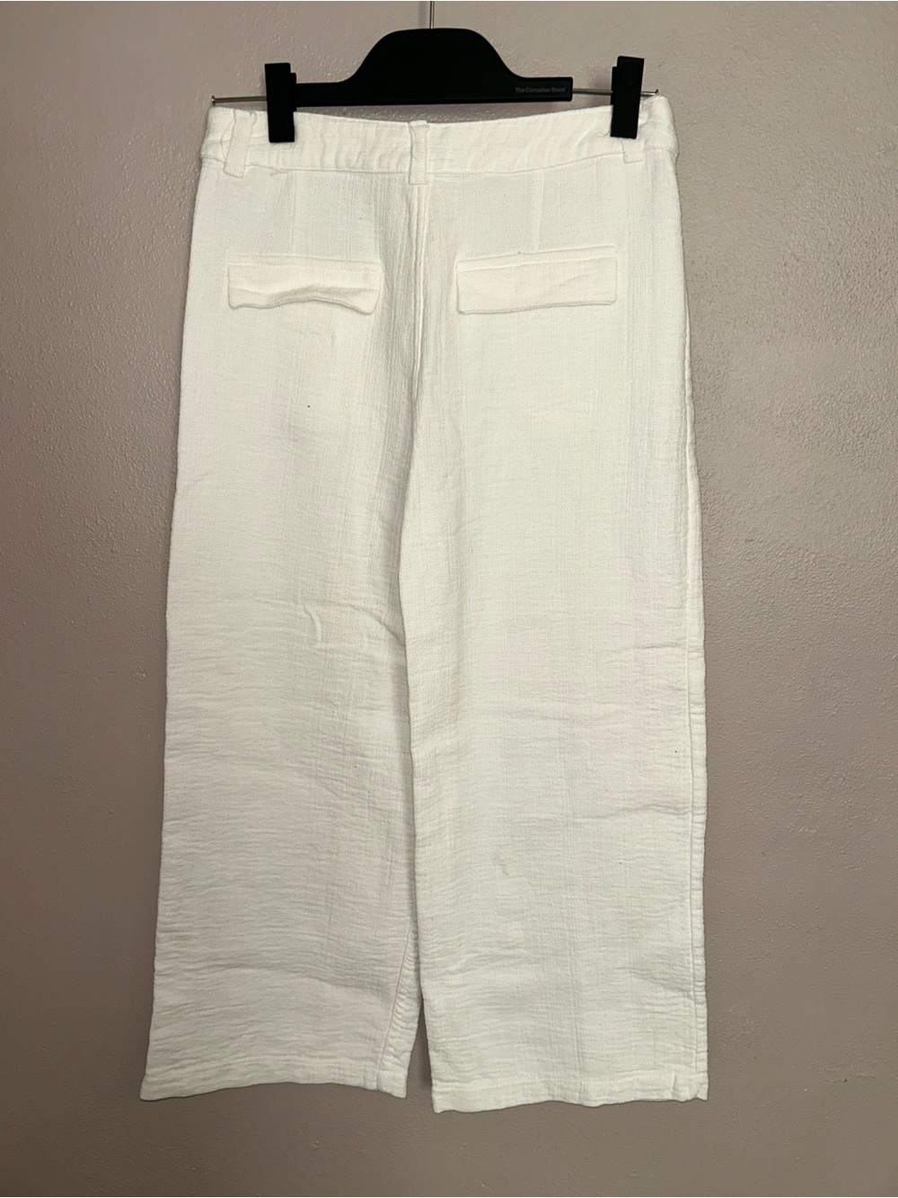 Zara White Cropped Wide-Leg Textured w/front pockets Pants - Picture 2 of 3